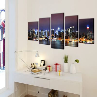 Canvasdoeken kleurrijke New York skyline 100 x 50 cm