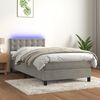 vidaXL Boxspring met matras en LED fluweel lichtgrijs 90x200 cm