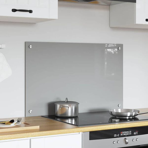 vidaXL Keuken Achterwand Lichtgrijs 80 x 50 x 0,6 cm gehard glas