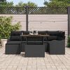 vidaXL Tuin Sofa Set 7 pcs Zwart Poly rattan en gepoedercoat staal