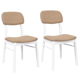 vidaXL Eetkamerstoelen met kussens 2 st massief hout rubber wit