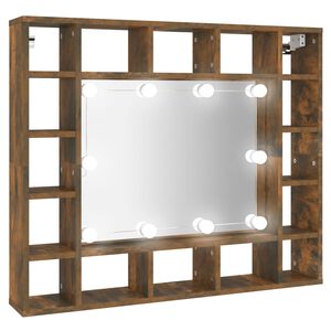 vidaXL Spiegelkast met LED-verlichting 91x15x76,5 cm gerookt eiken
