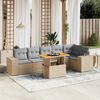 vidaXL 7-delige Loungeset met kussens poly rattan beige