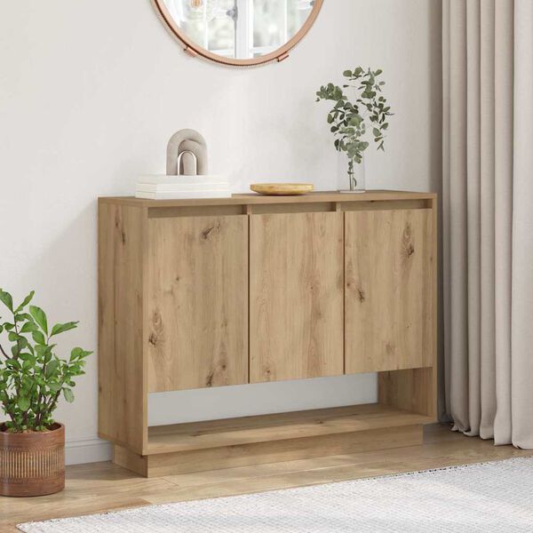 vidaXL Dressoir Artisan Eiken 97 x 29 x 75 cm Bewerkt hout