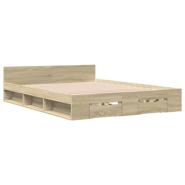 vidaXL Bedframe met lades bewerkt hout sonoma eikenkleurig 120x200 cm
