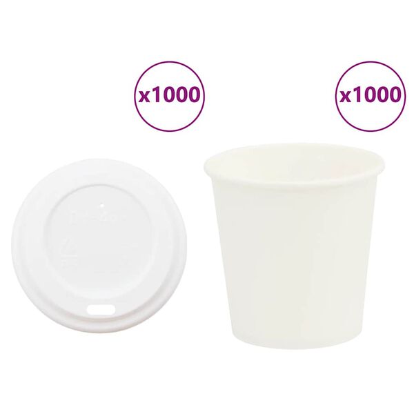 vidaXL Papieren koffiekopjes met deksel 1000 st 4oz 100 ml