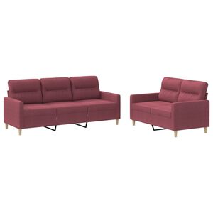 vidaXL 2-delige Loungeset met kussens stof wijnrood
