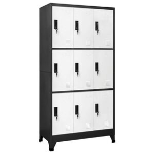 vidaXL Lockerkast 90x45x180 cm staal antracietkleurig en wit