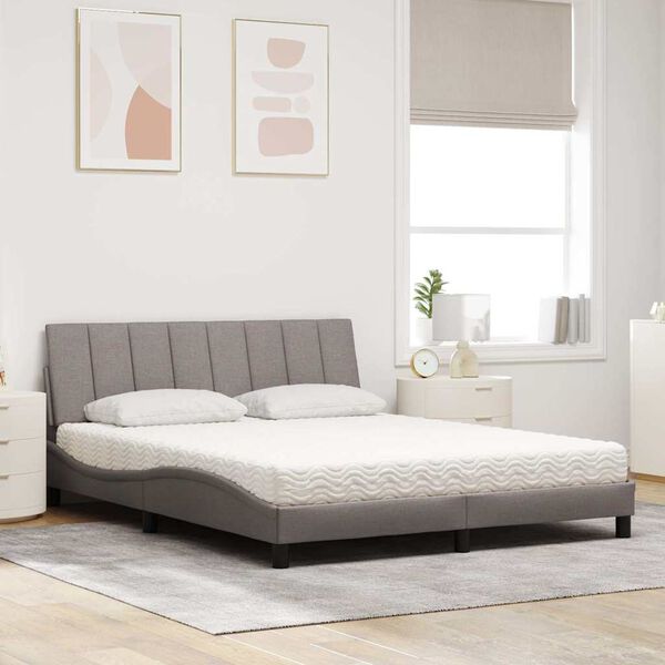 vidaXL Bed met matras "Hanko" stof taupe 160x200 cm