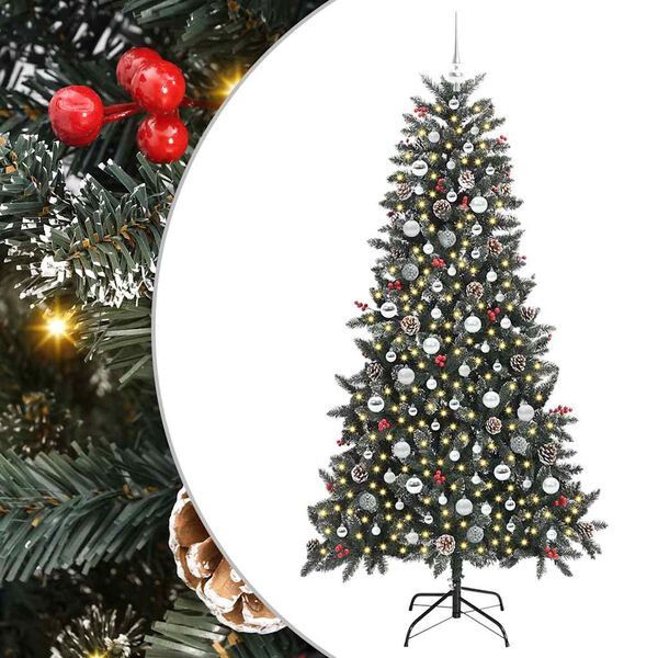 vidaXL Kunstkerstboom met 300 LED Groen 210 cm PVC en Plastic en Staal