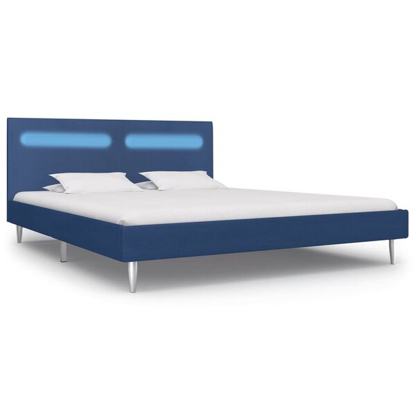 vidaXL Bedframe met LED stof blauw 160x200 cm
