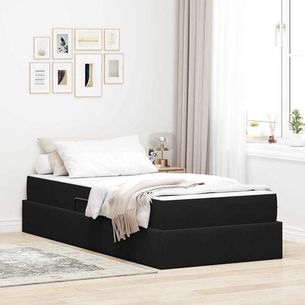 vidaXL Opbergbed met matras met matras Zwart 90 x 190 cm Fluweel