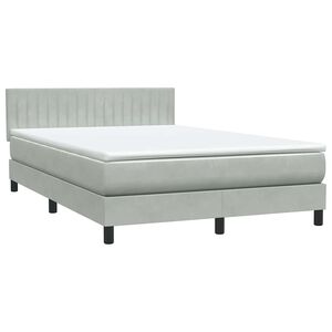vidaXL Boxspring met matras fluweel lichtgrijs 140x210 cm