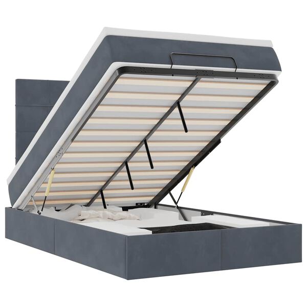 vidaXL Ottoman bed met matrassen 120x200cm fluweel donkergrijs