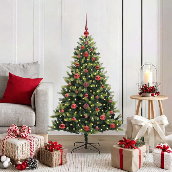 vidaXL Kunstkerstboom met scharnier 150 LEDs Groen 120 cm PVC en PE