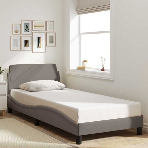 vidaXL Bedframe met hoofdeinde "Dover" 90x190 cm stof taupe