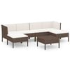 vidaXL 7-delige Loungeset met kussens poly rattan bruin