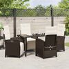 vidaXL Tuin eettafelset met kussen 5 pcs Bruin poly rattan