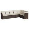 vidaXL 7-delige Loungeset met kussens poly rattan bruin