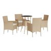 vidaXL 5-delige Bistroset met kussens poly rattan beige