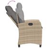 vidaXL Tuinstoelen 2 st verstelbaar kussens poly rattan gemengd beige