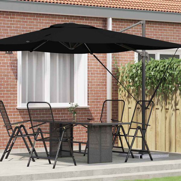 vidaXL Roma Parasol Zwart 286 x 285 x 265 cm Polyester en Aluminium