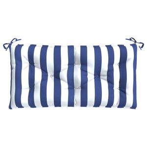 vidaXL Tuinbankkussen gestreept 110x50x7 cm stof wit en blauw