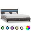 vidaXL Bedframe met LED kunstleer grijs 140x200 cm