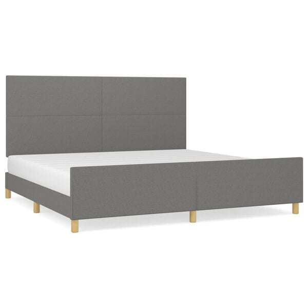 vidaXL Bedframe zonder matras stof donkergrijs 200x200 cm