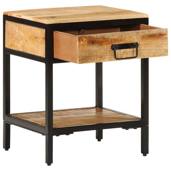 vidaXL Nachtkastje met lade Bruin 40 x 35 x 50 cm Massief mangohout