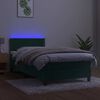 vidaXL Boxspring met matras en LED fluweel donkergroen 90x190 cm