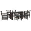 vidaXL Buiten eettafelset 7 st Zwart poly rattan