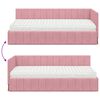 vidaXL Hoekbedframe met Matras met matras 2 pcs Grijs Fluweel