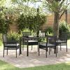 vidaXL Tuin eettafelset met kussen 5 pcs Zwart poly rattan