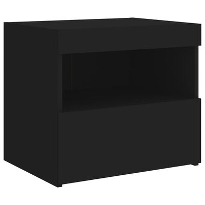 vidaXL Nachtkastje met LED-verlichting 50x40x45 cm zwart