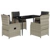 vidaXL 5-delige Tuinset met kussens poly rattan lichtgrijs