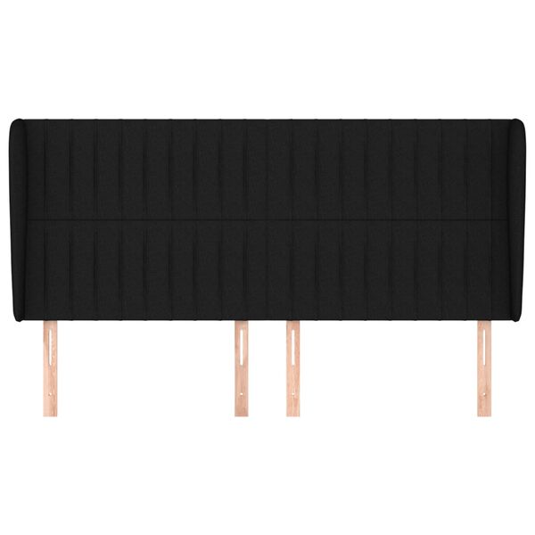 vidaXL Hoofdbord met randen 163x23x118/128 cm stof zwart