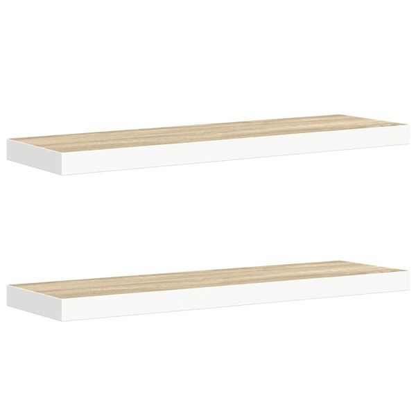vidaXL Wandschappen zwevend 2 st 80x23,5x3,8 cm MDF eikenkleurig wit