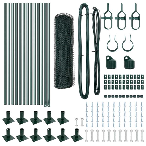 vidaXL Afrasteringspaal Groen 25 x 0,4 m (25 mm gaas) Staal en PVC
