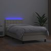 vidaXL Boxspring met matras en LED kunstleer cr&egrave;mekleurig 90x200 cm