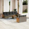 vidaXL 10-delige Loungeset met kussens poly rattan grijs