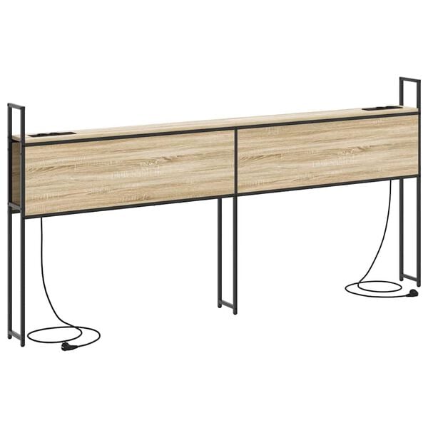 vidaXL Opberghoofdbord met Oplaadstation met plank Sonoma eiken 98 cm