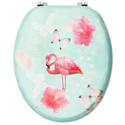 vidaXL Toiletbril met deksel flamingo MDF