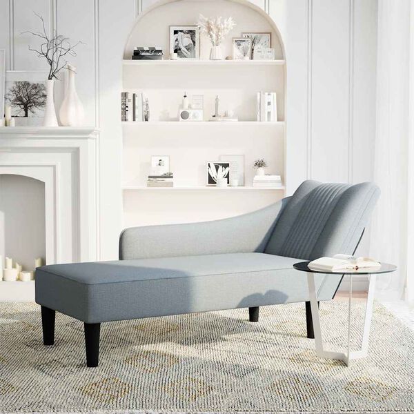 vidaXL Chaise longue met rechterarmleuning stof lichtgrijs
