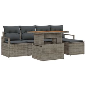 vidaXL Tuin Sofa Set met opslag 6 pcs Grijs Poly riet