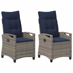 vidaXL Tuinstoel 2 pcs grijs en marineblauw 56 x 60 x 112 cm