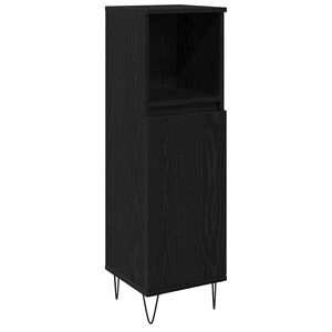 vidaXL Badkamer Kast Zwart Eiken 30 x 30 x 100 cm Bewerkt hout