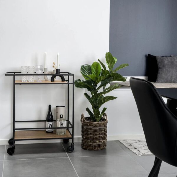 House Nordic Serveerwagen Avery 68x40x59 cm naturel en zwart