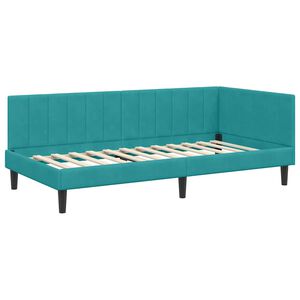 vidaXL Hoekbedframe met hoofdeinde Turquoise 90 cm x 190 cm Fluweel