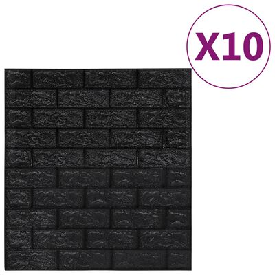 vidaXL 3D-behang zelfklevend 10 st bakstenen zwart